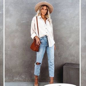 VICI KAMRYN CORDUROY BUTTON DOWN POCKET TOP